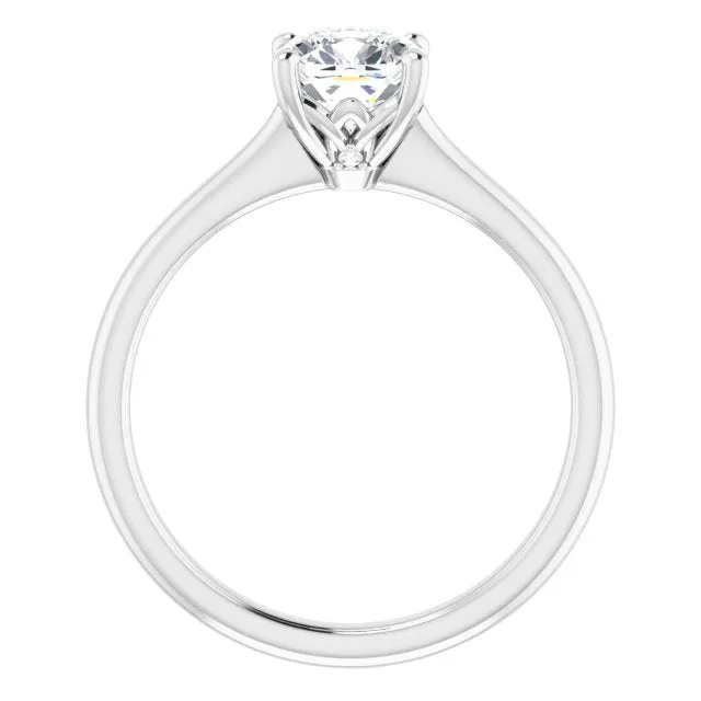 Petal Cushion Diamond Solitaire Engagement Ring