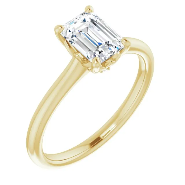 Petal Emerald Diamond Solitaire Engagement Ring