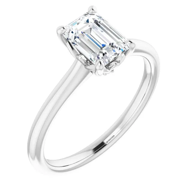 Petal Emerald Diamond Solitaire Engagement Ring