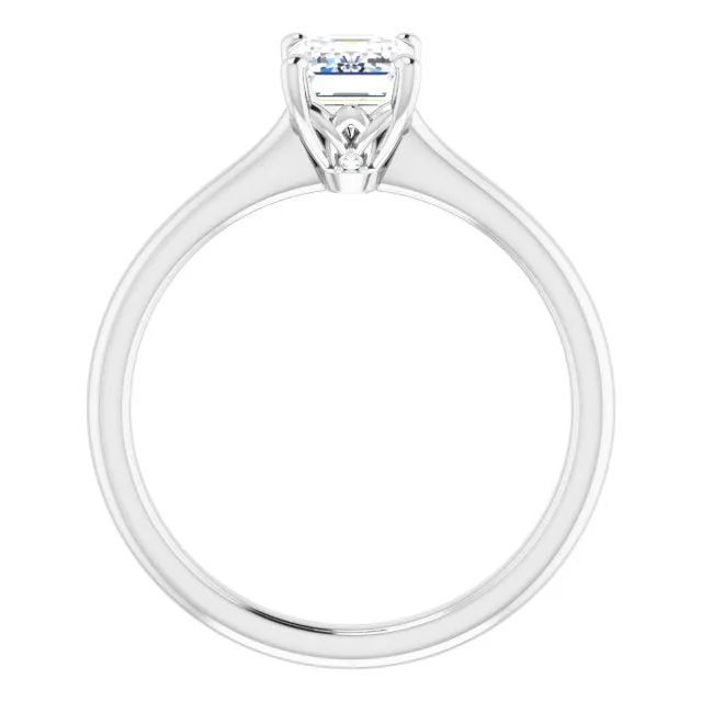 Petal Emerald Diamond Solitaire Engagement Ring