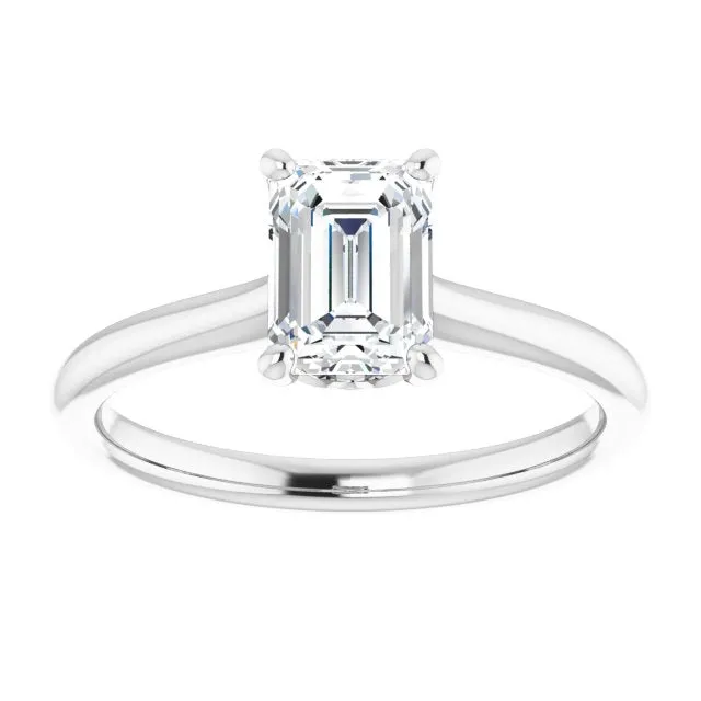 Petal Emerald Diamond Solitaire Engagement Ring