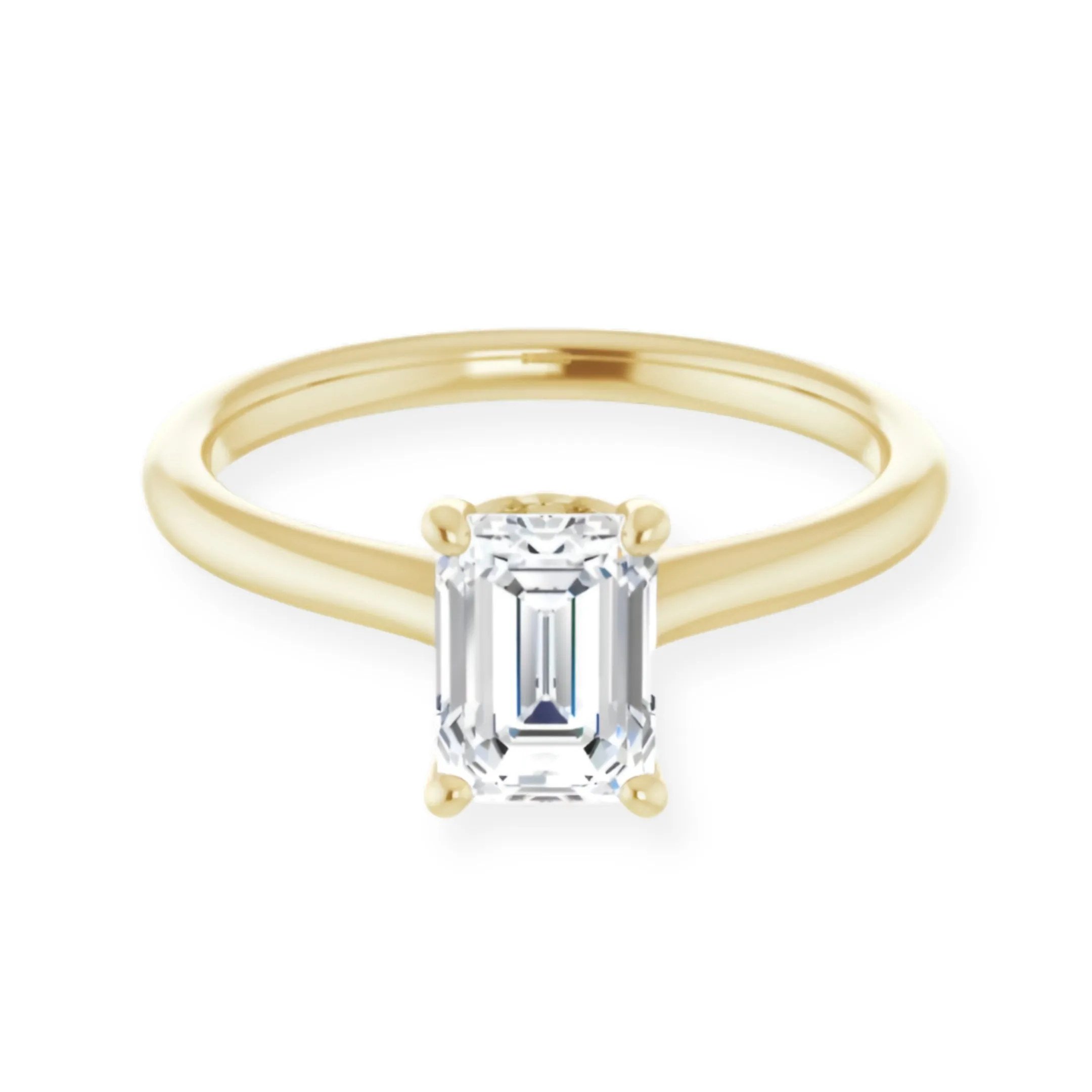 Petal Emerald Diamond Solitaire Engagement Ring