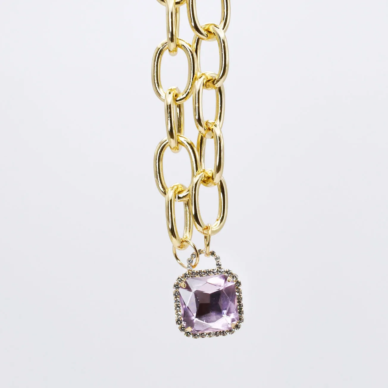 Pink Glamour Chunk Necklace Gold