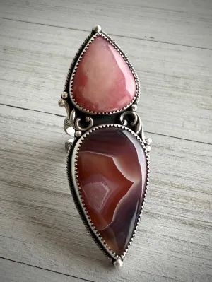 Pink Opal & Botswana Agate Ring