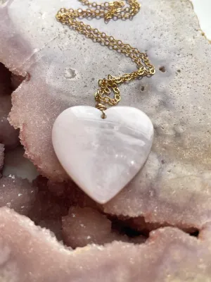 Pink opal heart pendant necklace