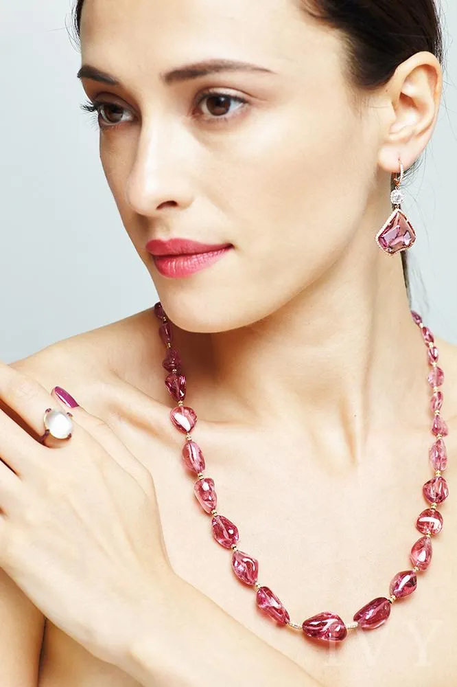 Pink Spinel Crystal Maharani Earrings