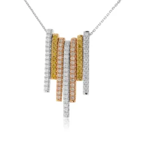 Pink, Yellow & White Diamond Pendant w/Chain