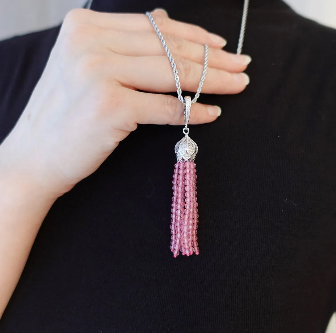 Pink Zirconia Tassel Necklace