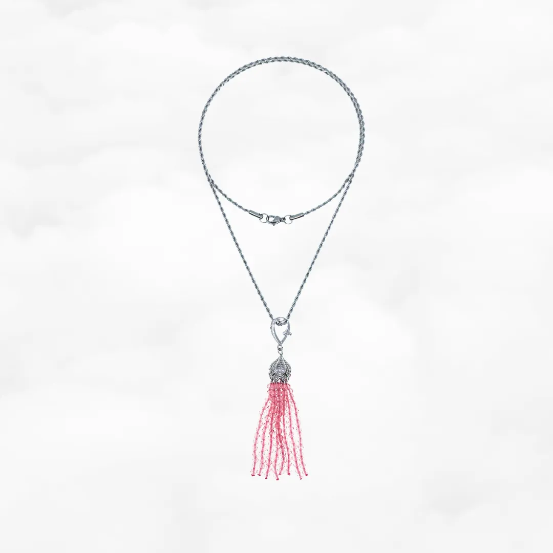Pink Zirconia Tassel Necklace