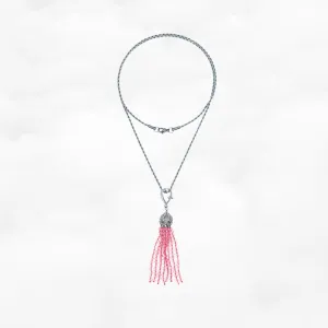 Pink Zirconia Tassel Necklace