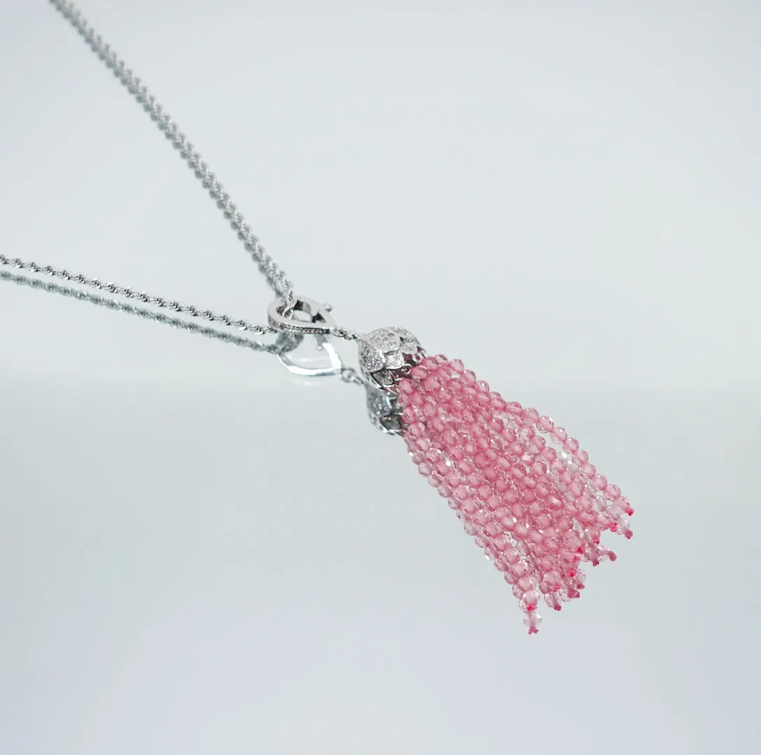 Pink Zirconia Tassel Necklace