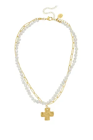 Piper Cross Paperclip Necklace