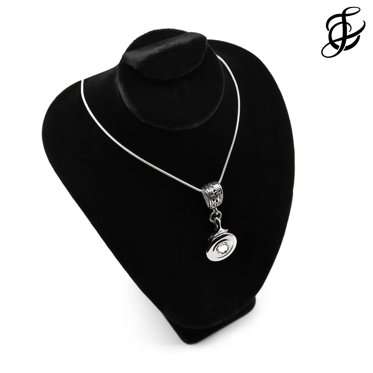 Plateau Key Necklace with Clear Swarovski Crystal by Flute Finery