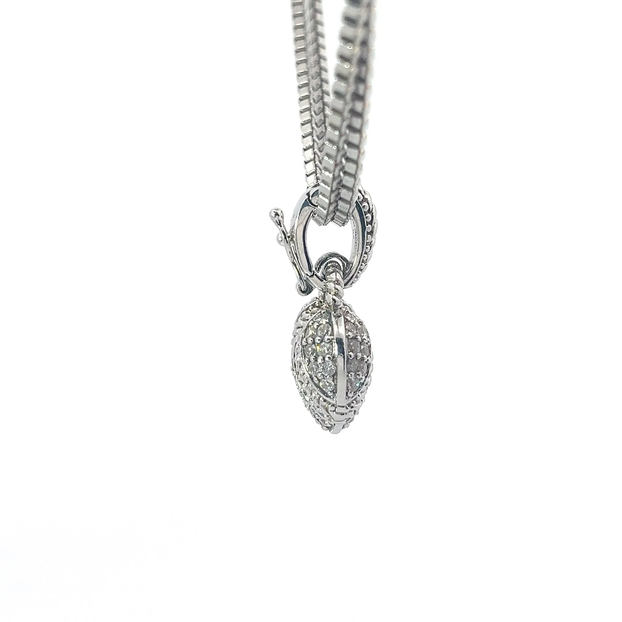 Pre-Owned Judith Ripka 925 Double Box 17"inch Necklace with CZ's Heart Pendant