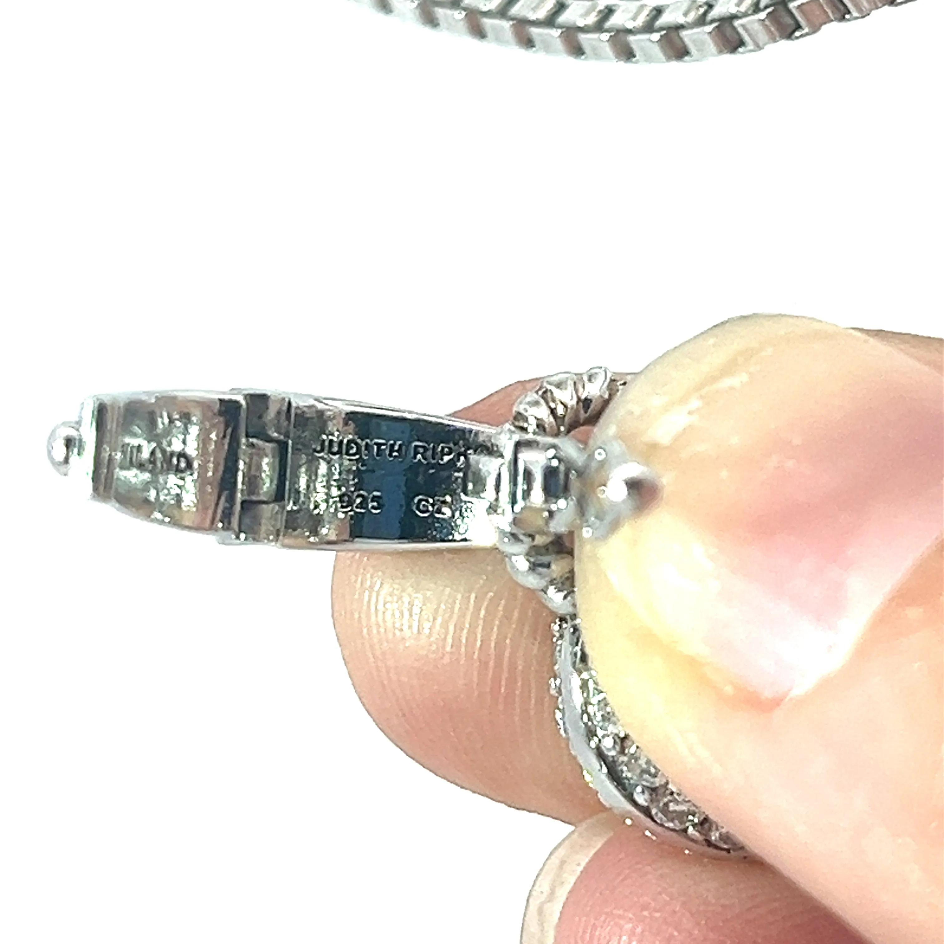 Pre-Owned Judith Ripka 925 Double Box 17"inch Necklace with CZ's Heart Pendant