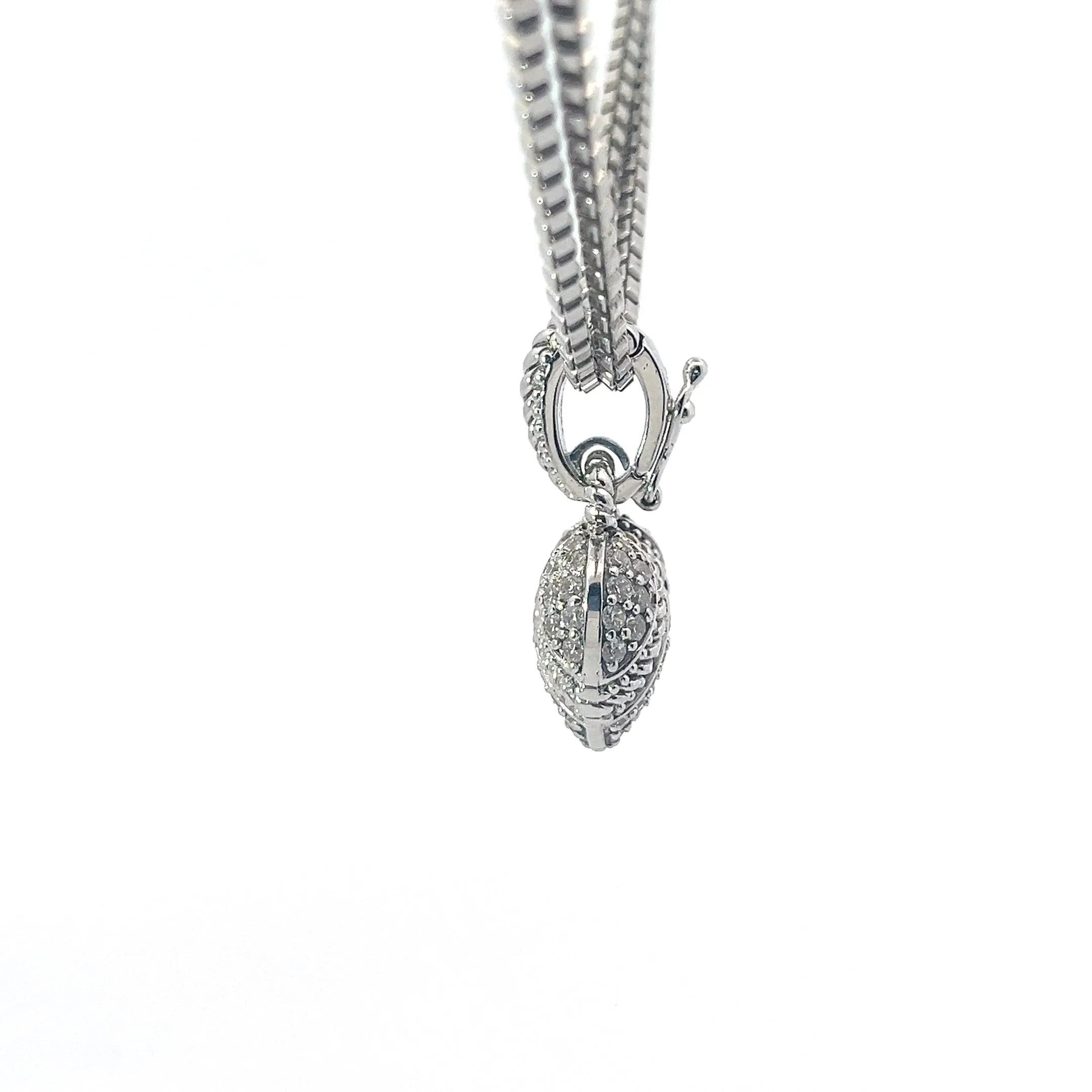Pre-Owned Judith Ripka 925 Double Box 17"inch Necklace with CZ's Heart Pendant