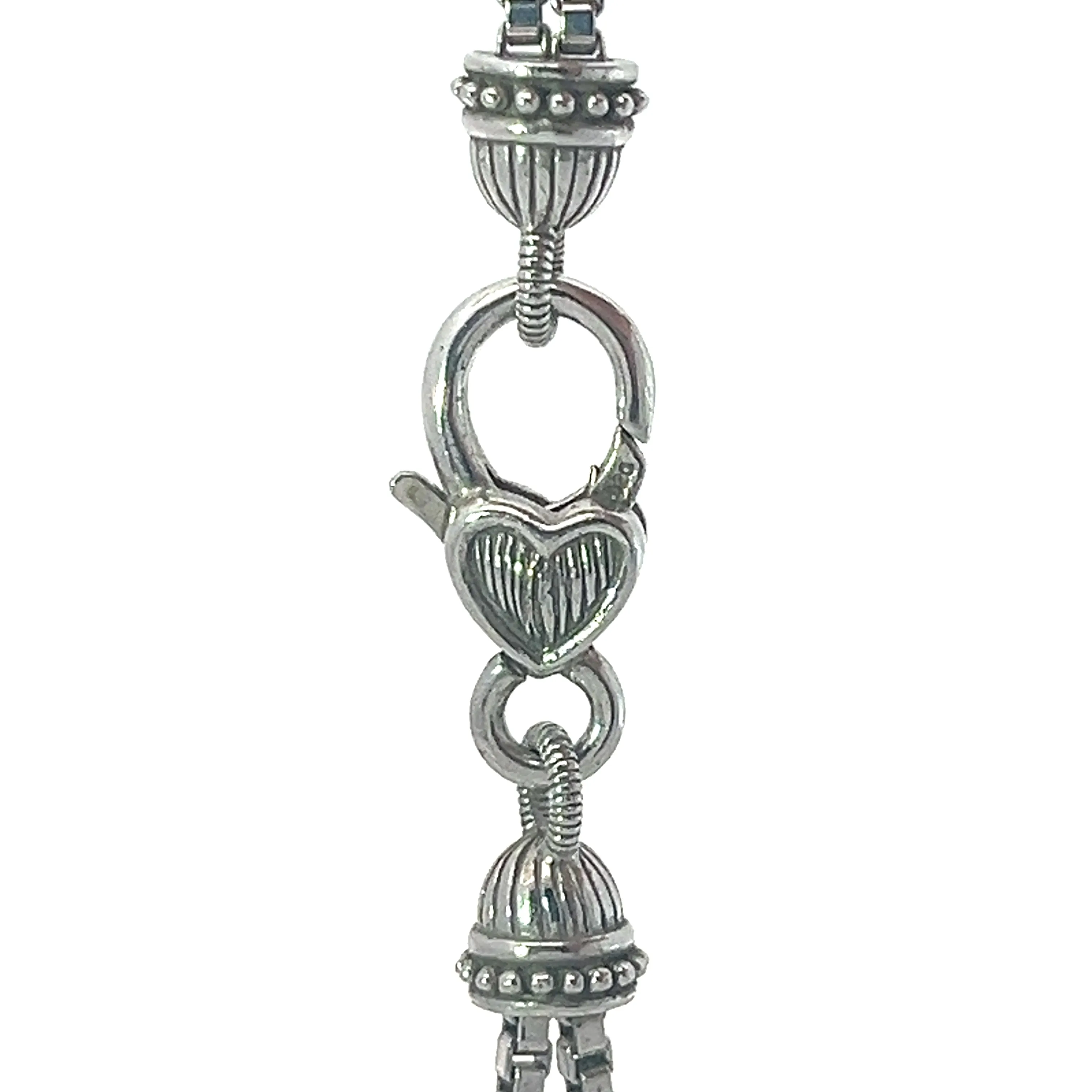 Pre-Owned Judith Ripka 925 Double Box 17"inch Necklace with CZ's Heart Pendant