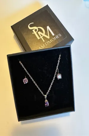 Purple Amethyst Pendant and Earring Set