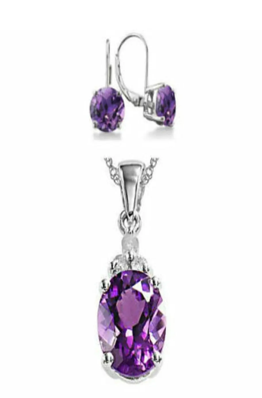 Purple Amethyst Pendant and Earring Set