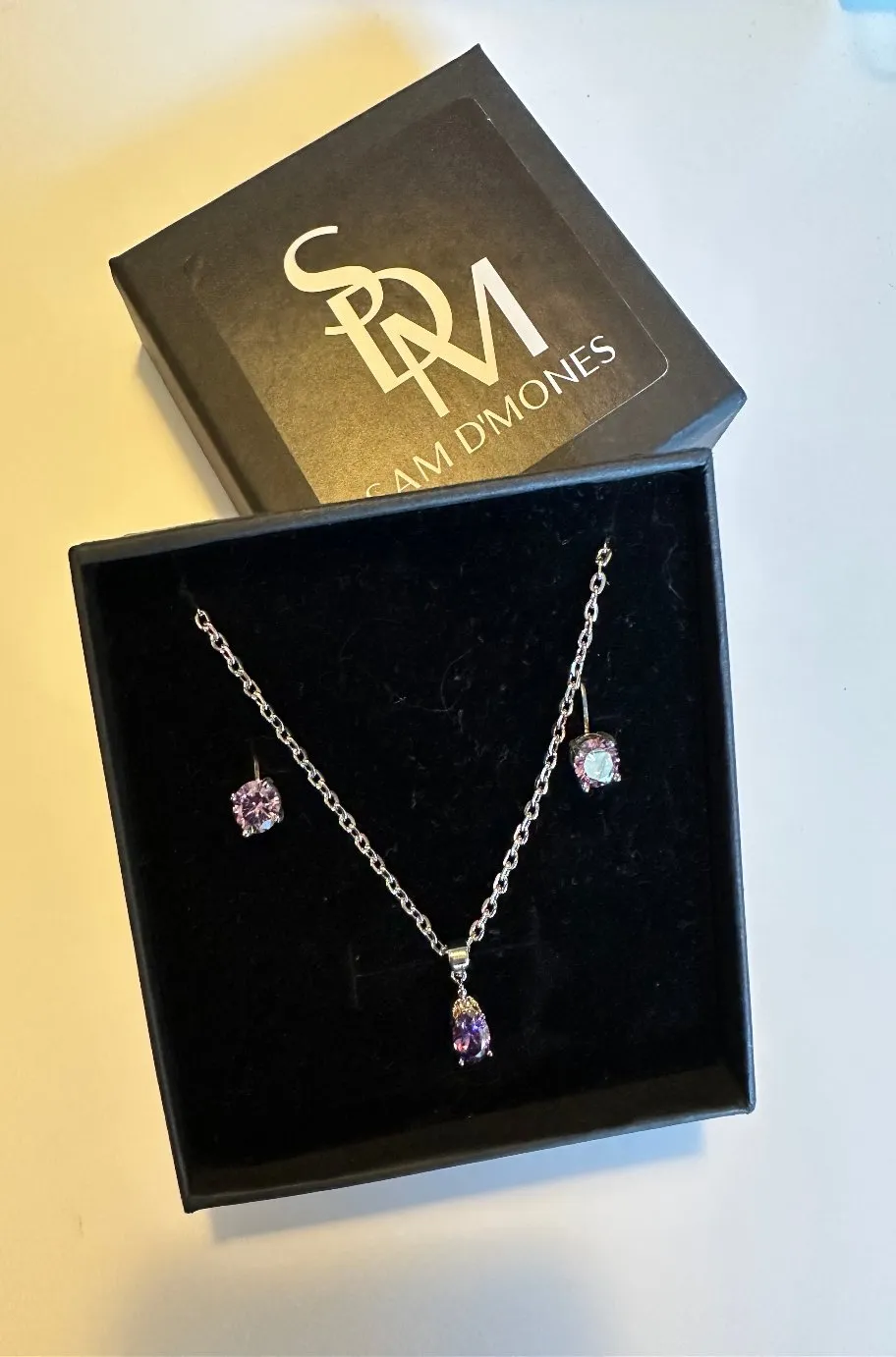 Purple Amethyst Pendant and Earring Set