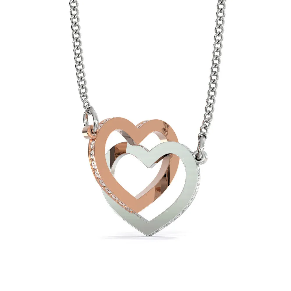 " TO MY DAUGHTER" INTERLOCKING HEART NECKLACE - BRAVER AND STRONGER (FROM MOM)