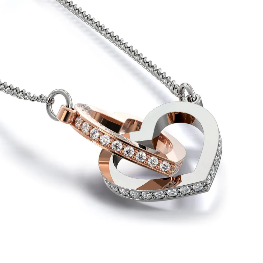 " TO MY DAUGHTER" INTERLOCKING HEART NECKLACE - BRAVER AND STRONGER (FROM MOM)