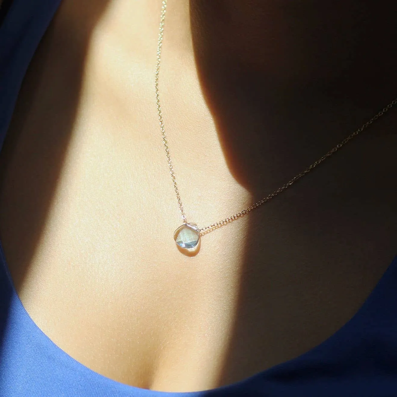 "Believe" Crystal Pendant Necklace - Clear Crystal or Aquamarine Crystal