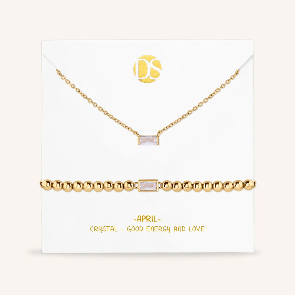"Graceful Duo" Baguette Birthstone Necklace & Bracelet Set