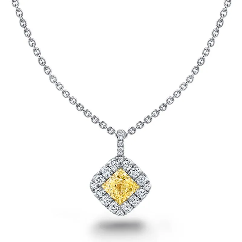 Radiant Yellow & White Diamond Necklace