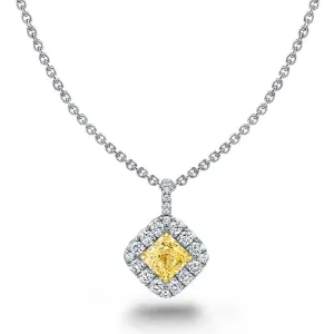 Radiant Yellow & White Diamond Necklace