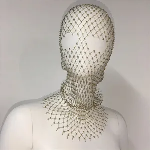 Rave Shining Rhinestone Fishnet Balaclava