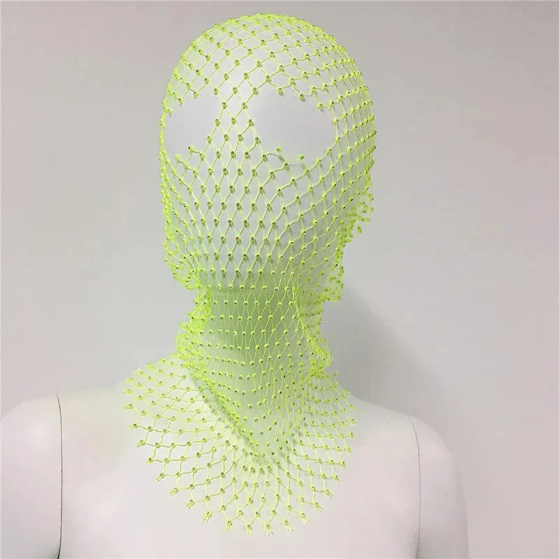 Rave Shining Rhinestone Fishnet Balaclava