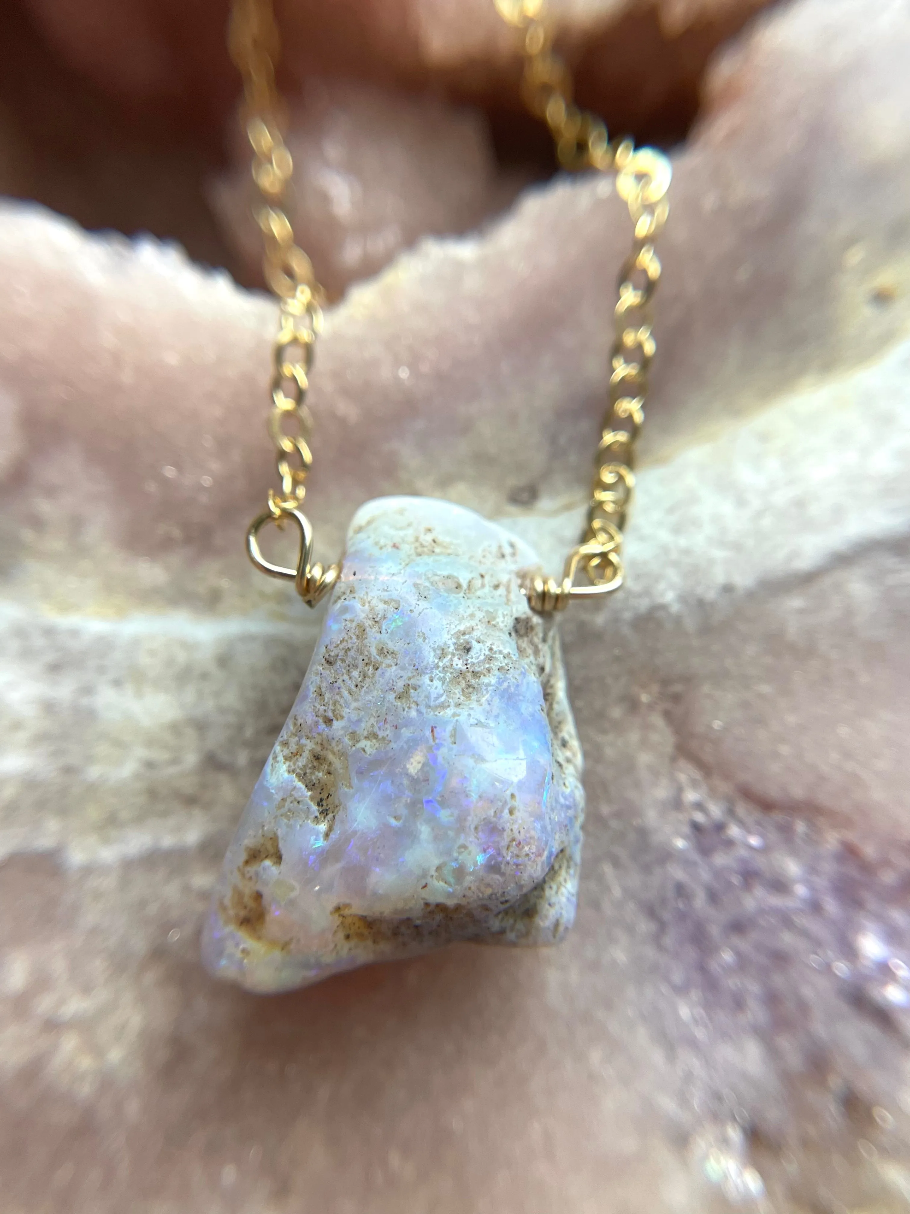 Real Raw Australian Opal Necklace