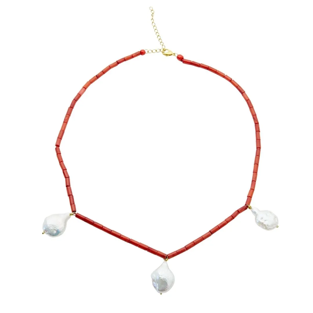 Red Agate Pearl Necklace