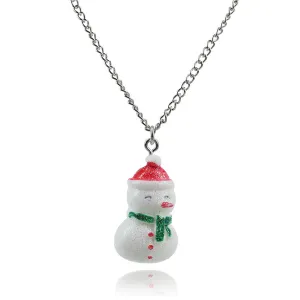 Red & White Snowman Pendant Necklace