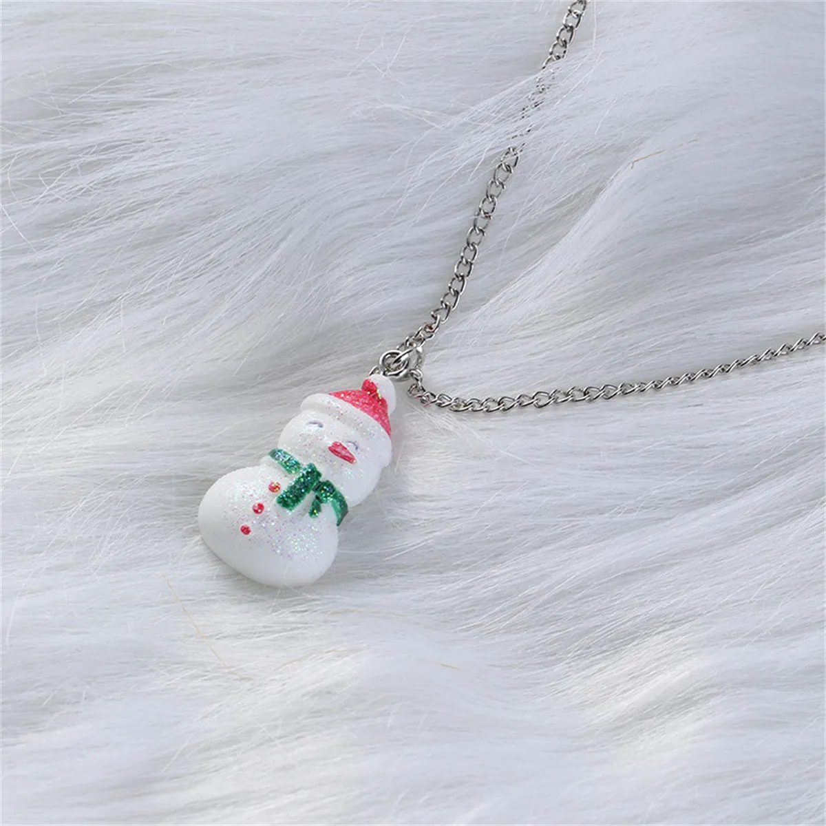 Red & White Snowman Pendant Necklace