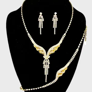 Rhinestone Crystal Necklace Set on Gold | 191384