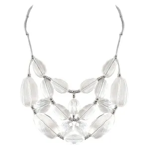RHODIUM CRYSTAL CLEAR BEAD SILVER BIB NECKLACE  #SC31903_RHOD-CRY (FG10/SIDE OF BA1)