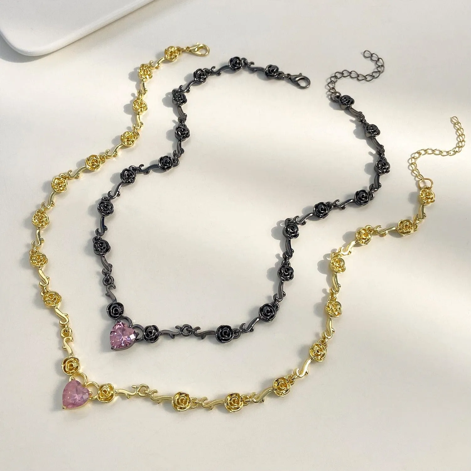Rose Heart Pendant Necklace