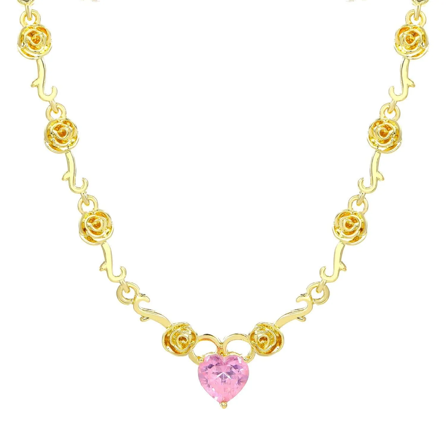 Rose Heart Pendant Necklace