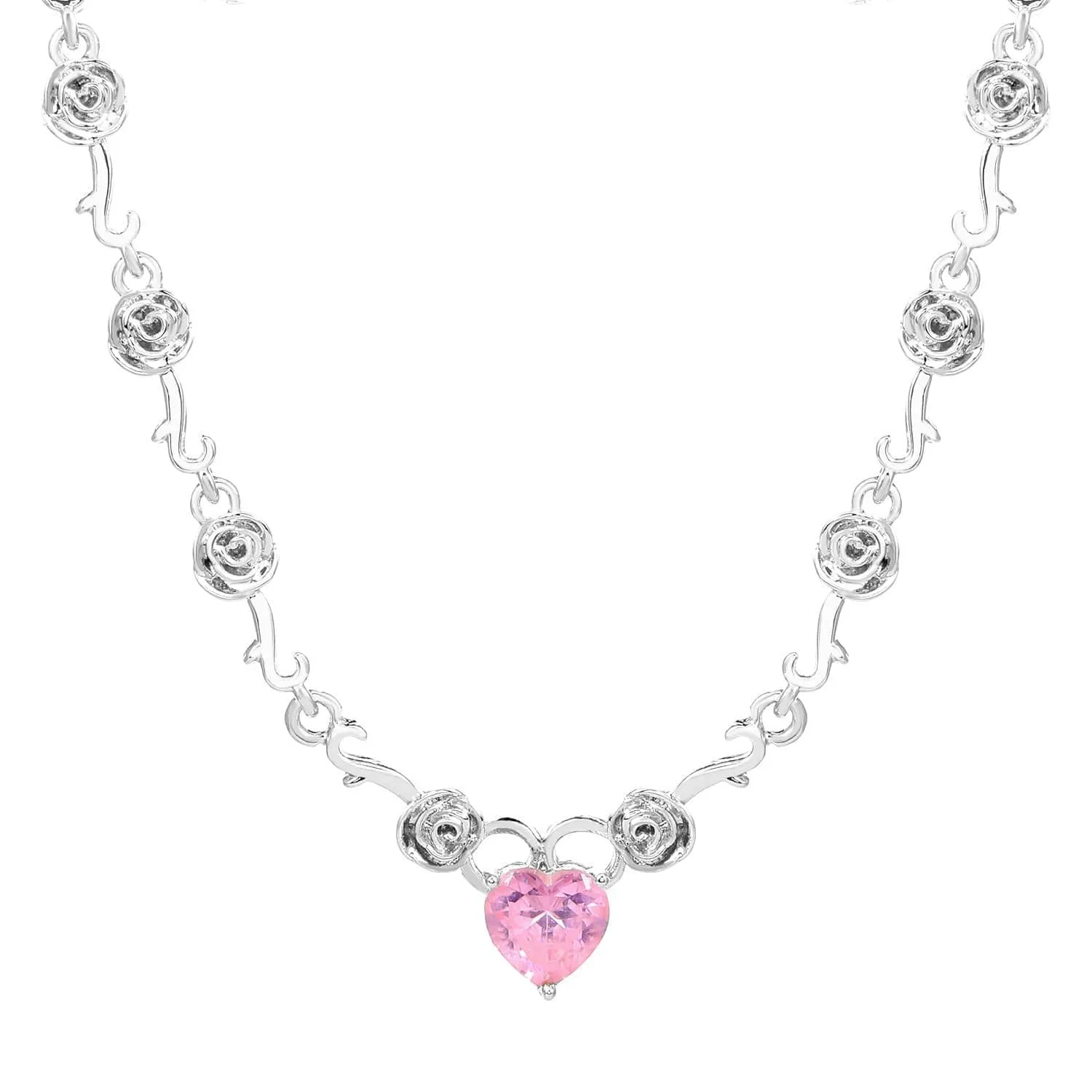 Rose Heart Pendant Necklace