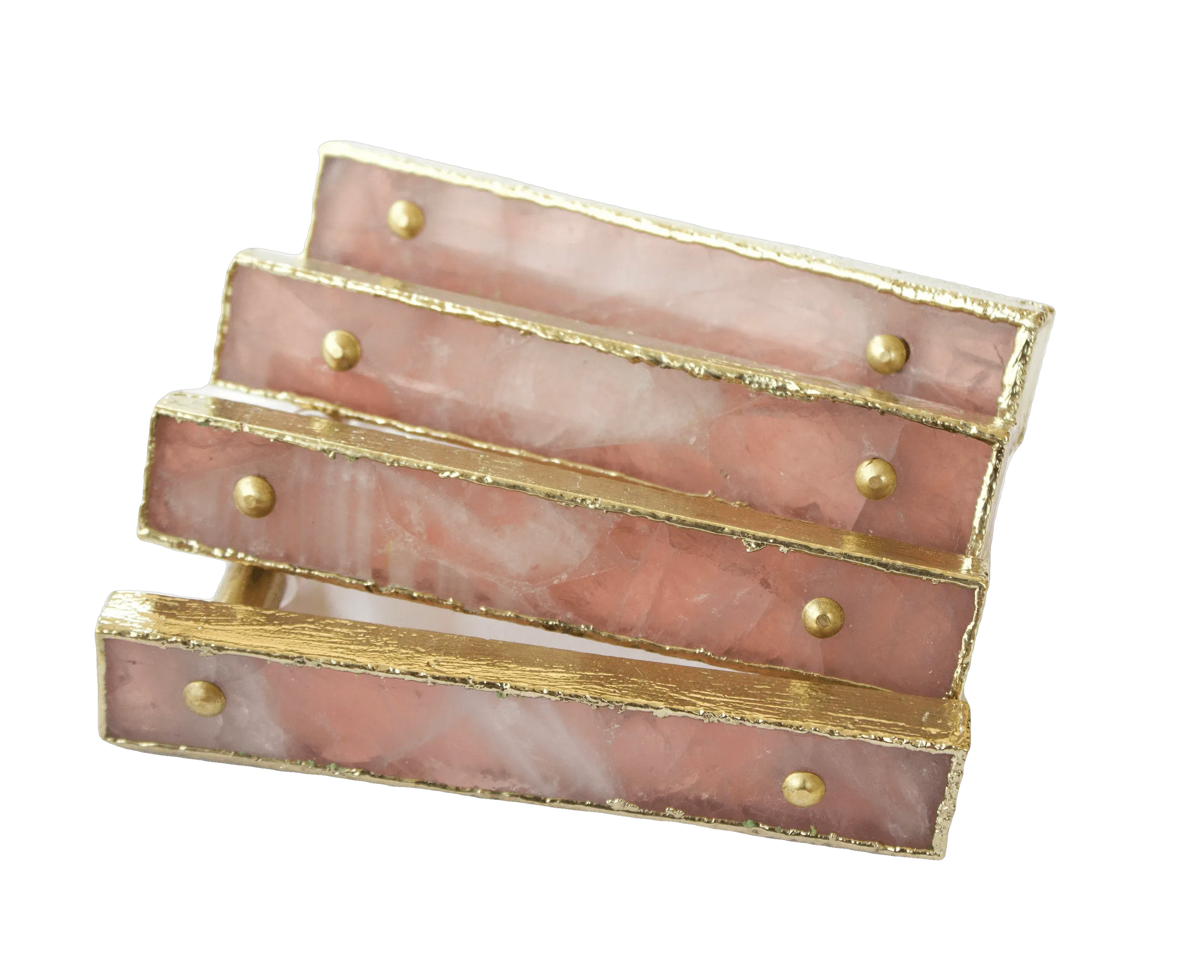 Rose Quartz Agate Cabinet Door Pull Handle - Set of 4