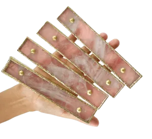 Rose Quartz Agate Cabinet Door Pull Handle - Set of 4