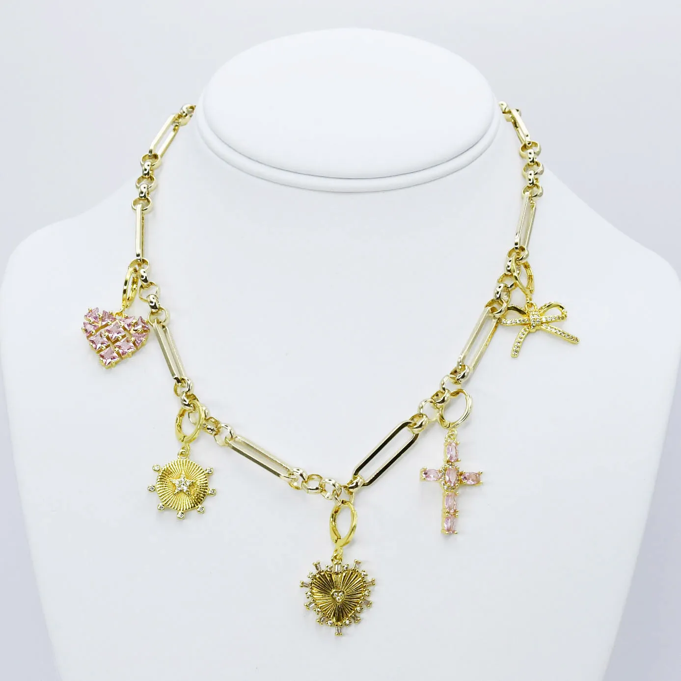 Rosy Grace Charm Necklace
