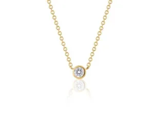 Round Brilliant Cut Diamond Necklace-Yellow Gold