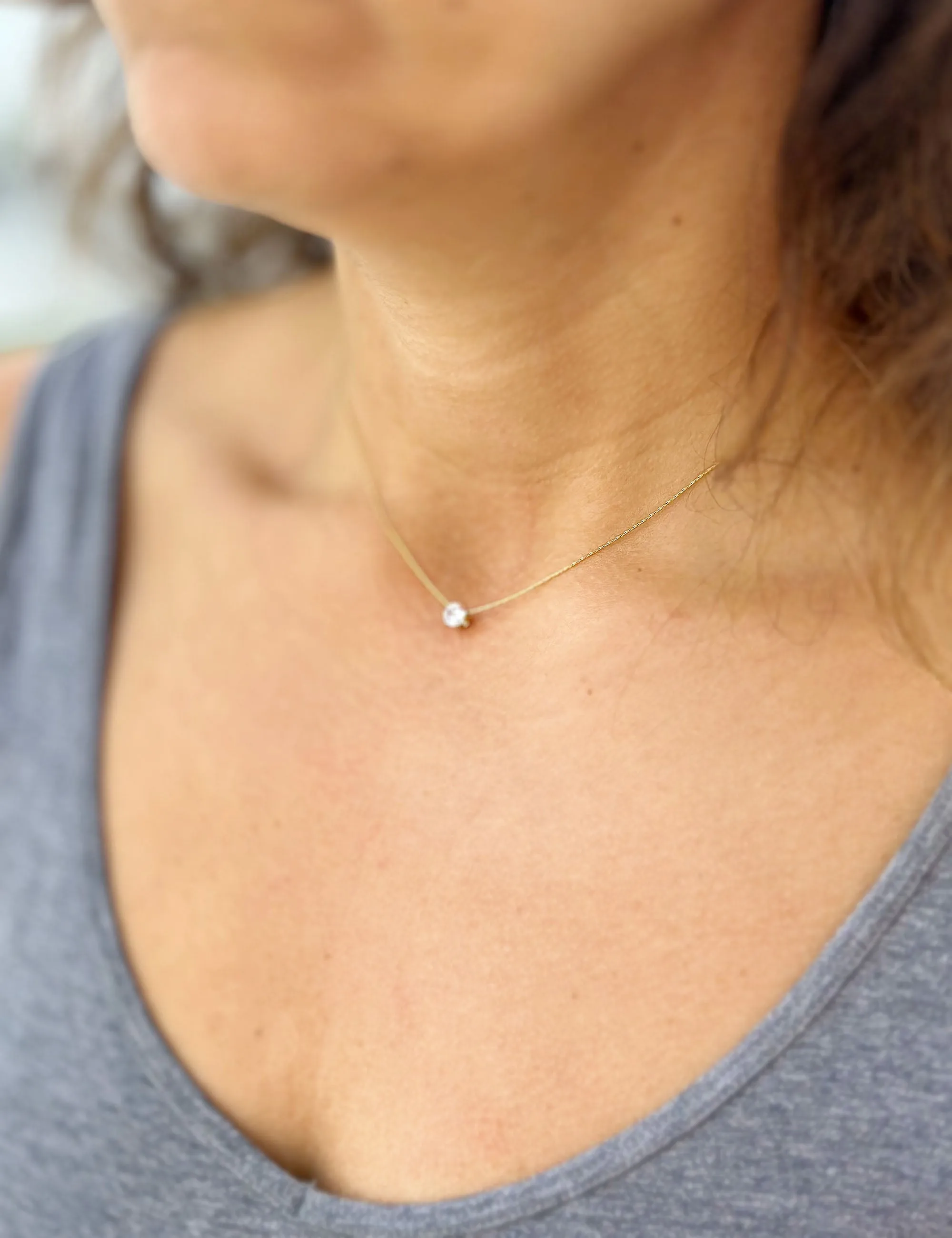 Round Cut CVD Diamond Pendant And Chain Solitaire Minimalist Dainty 14k Solid Yellow Gold Necklace And Chain Bridal Wedding Gift 0.50ct