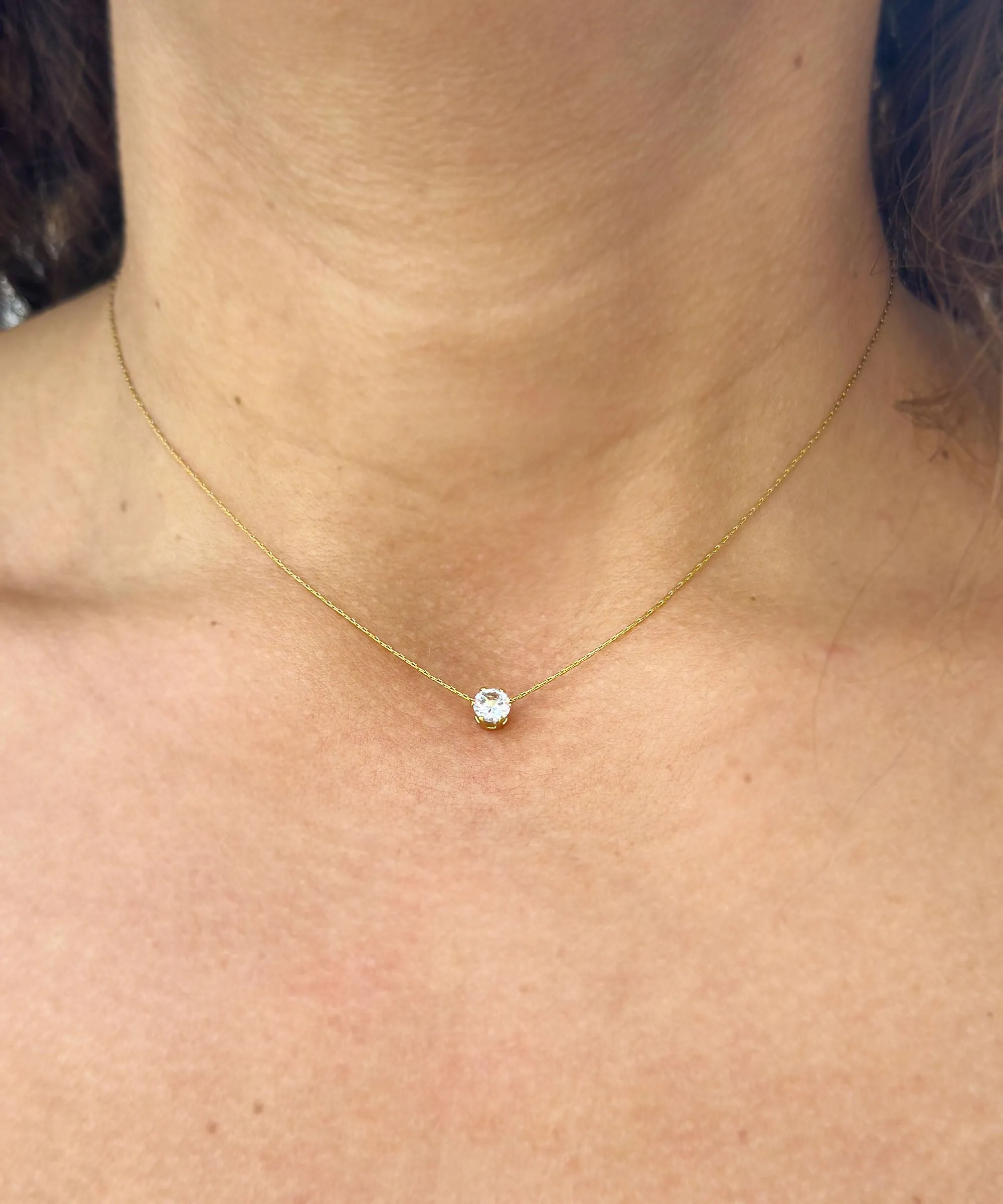 Round Cut CVD Diamond Pendant And Chain Solitaire Minimalist Dainty 14k Solid Yellow Gold Necklace And Chain Bridal Wedding Gift 0.50ct