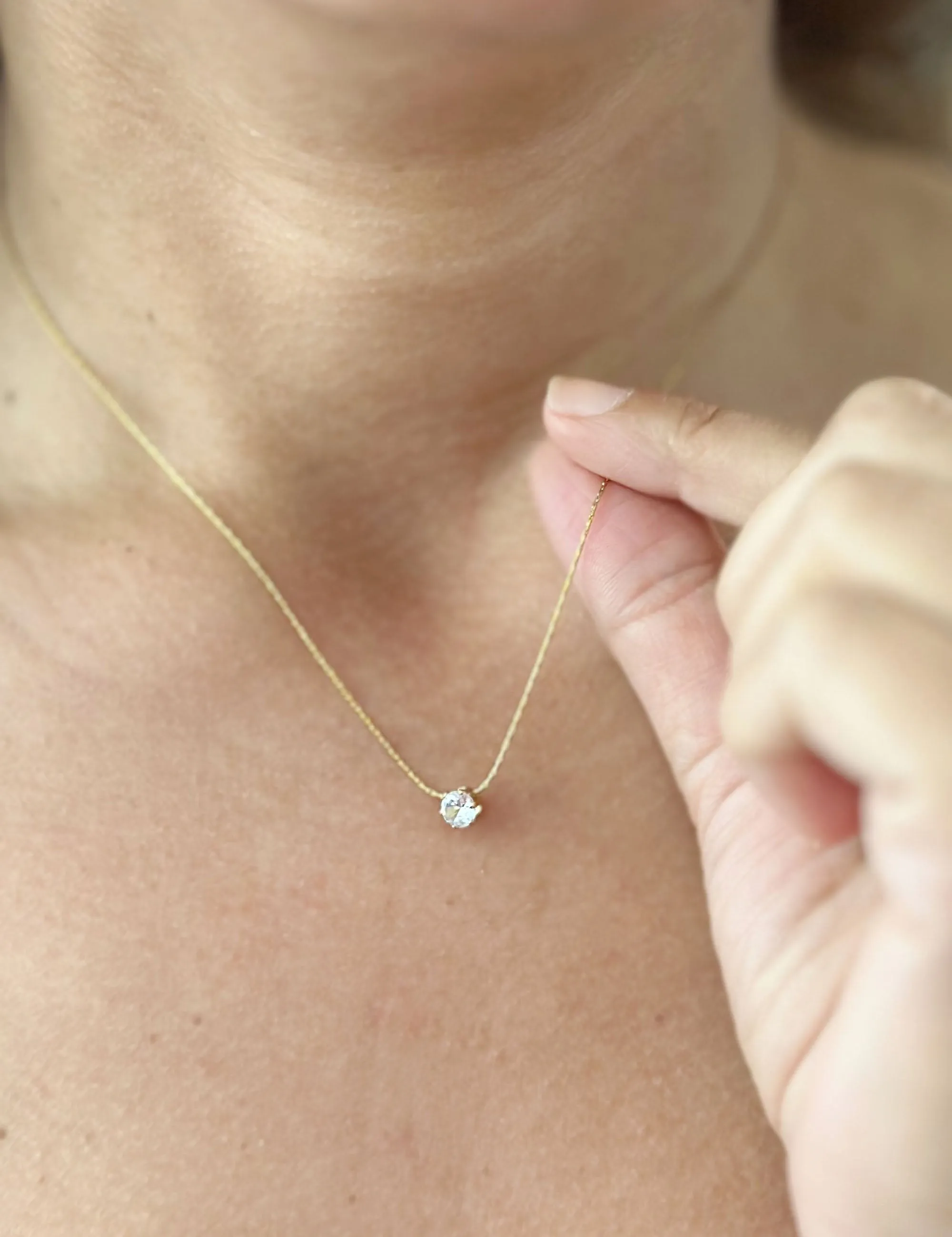 Round Cut CVD Diamond Pendant And Chain Solitaire Minimalist Dainty 14k Solid Yellow Gold Necklace And Chain Bridal Wedding Gift 0.50ct