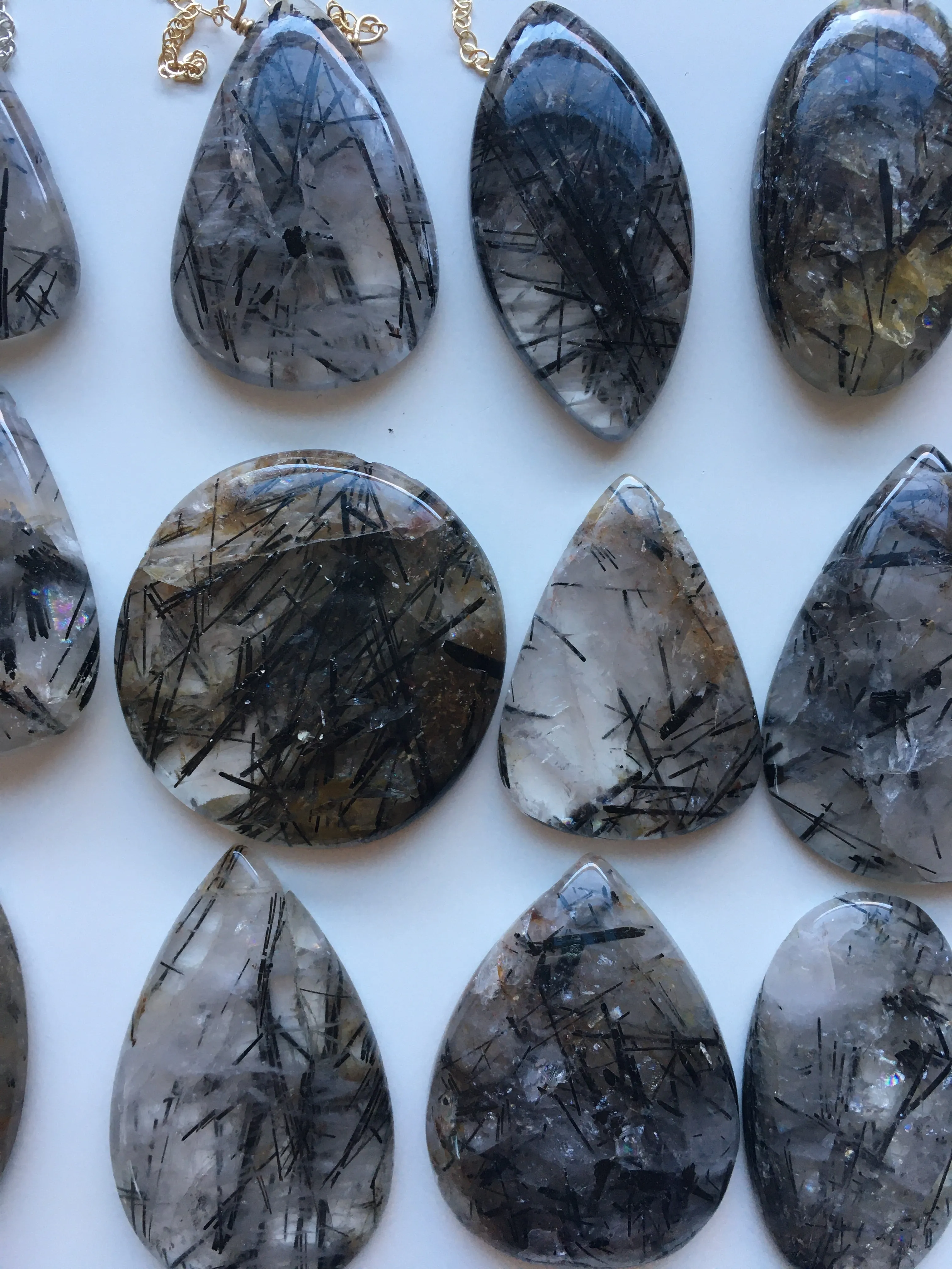 Rutilated Quartz - Black Tourmaline Pendent Necklace