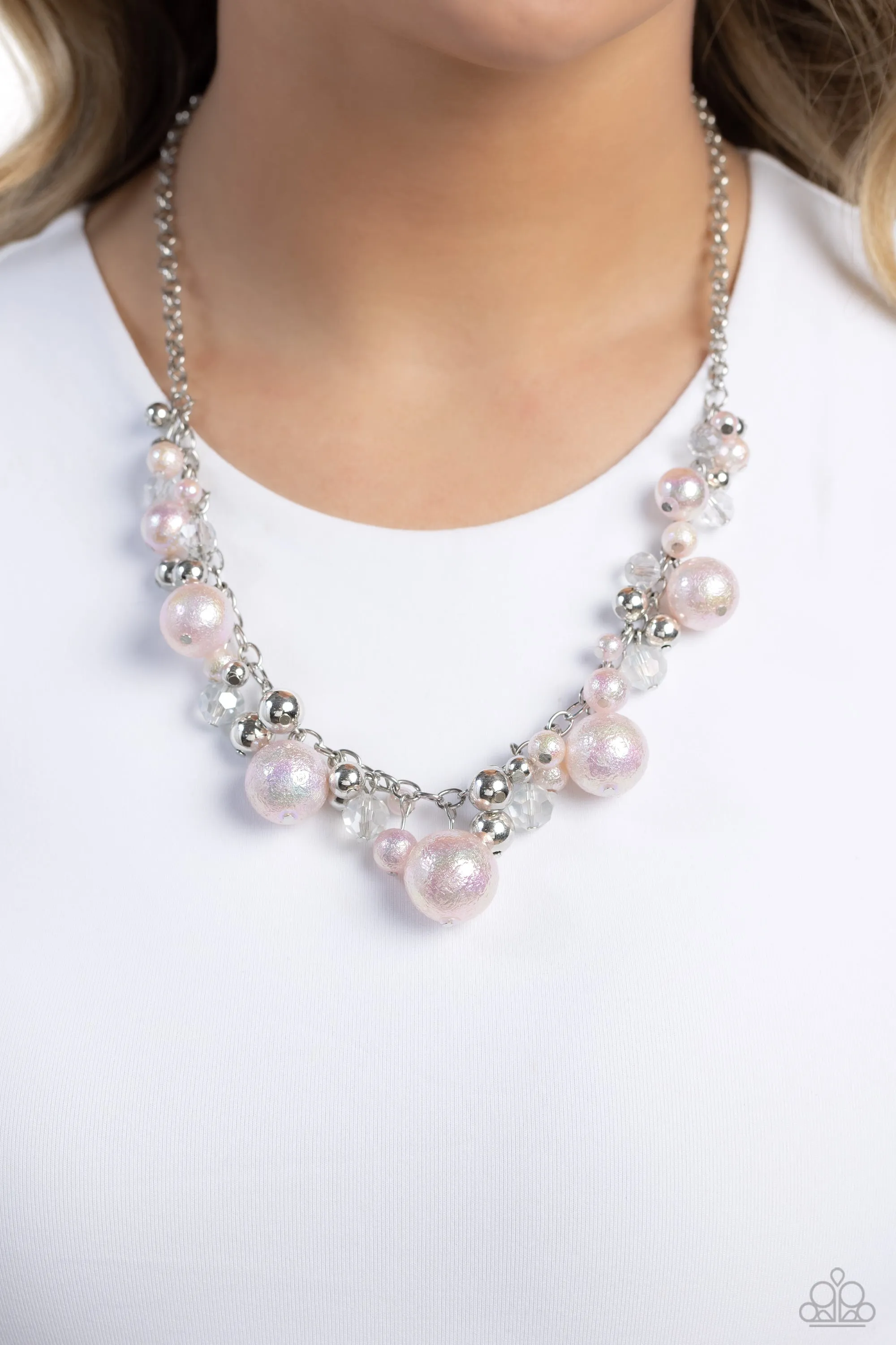 Scratched Shimmer - Pink Necklace